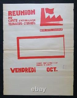 Affiche originale REUNION TRAVAILLEURS ETUDIANT 68 MARSEILLE poster may 1968 266