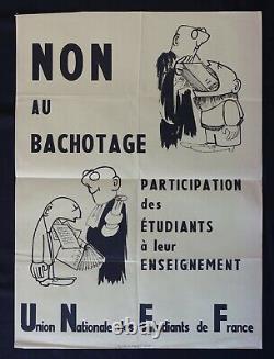 Affiche originale UNEF NON AU BACHOTAGE étudiants 1963 poster 717