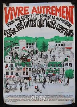 Affiche originale VIVRE AUTREMENT écologie circa 1970 72x101cm poster 161