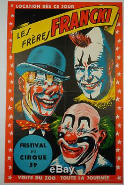 Affiche originale cirque les frères FRANCKI 1959, ANTIQUE CIRCUS POSTER