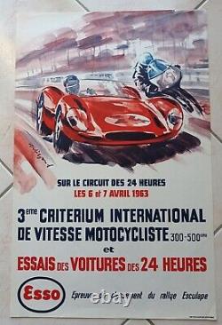 Affiche originale essai 24 heures du mans 1963, Poster test 24h00 du Mans 1963