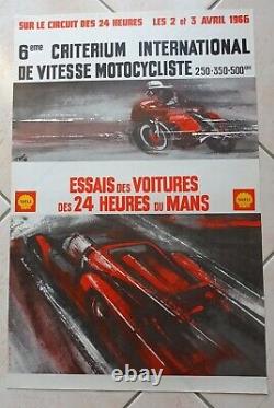 Affiche originale essai 24 heures du mans 1966, Poster test 24h00 du Mans 1966