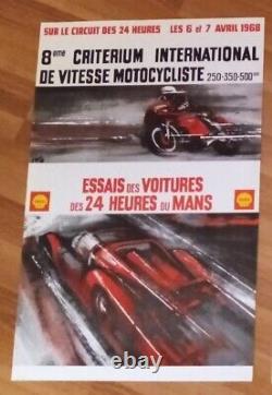 Affiche originale essai 24 heures du mans 1968, Poster test 24h00 du Mans 1968