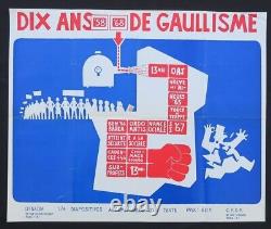 Affiche originale mai 1968 10 ANS DE GAULLISME political poster may 68 678