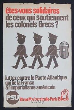 Affiche originale mai 1968 PSU ANTI COLONELS GRECS poster may 68 683
