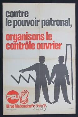 Affiche originale mai 1968 PSU ORGANISONS LE POUVOIR OUVRIER poster may 68 681