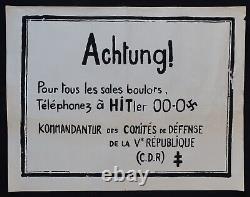 Affiche originale mai 68 ACHTUNG HITLER CDR Croix de Lorraine poster 1968 243