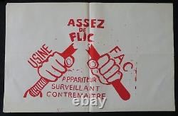 Affiche originale mai 68 ASSEZ DE FLIC Usine Fac appariteur poster 1968 080