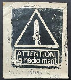 Affiche originale mai 68 ATTENTION LA RADIO MENT poster may 1968 702