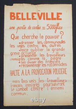 Affiche originale mai 68 BELLEVILLE = 5000 FLICS poster 1968 643