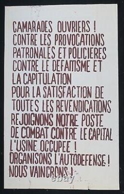 Affiche originale mai 68 CAMARADES OUVRIERS PROVOCATIONS poster 1968 469
