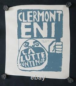 Affiche originale mai 68 CLERMONT ENI LA LUTTE CONTINUE poster may 1968 019