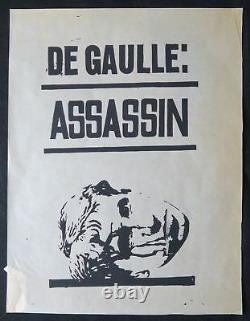Affiche originale mai 68 DE GAULLE ASSASSIN poster may 1968 085