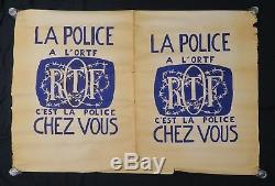 Affiche originale mai 68 DOUBLE LA POLICE A L'ORTF poster may 1968 108