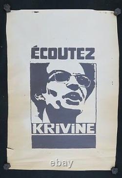 Affiche originale mai 68 ECOUTEZ KRIVINE noir french poster 1968 023