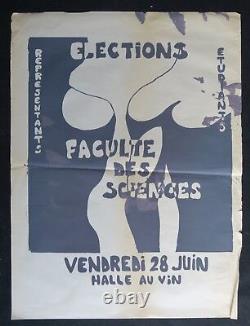 Affiche originale mai 68 ELECTION FACULTÉ DES SCIENCES JUIN poster mai 1968 039