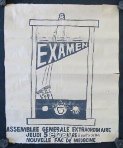 Affiche originale mai 68 EXAMEN GUILLOTINE FAC DE MEDECINE poster 1968 422