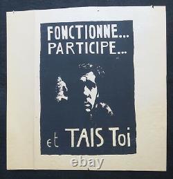 Affiche originale mai 68 FONCTIONNE. PARTICIPE. ET TAIS TOI poster may 1968 285