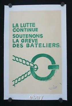 Affiche originale mai 68 GREVE DES BATELIERS poster may 1968 224