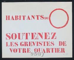Affiche originale mai 68 HABITANTS SOUTENEZ LES GREVISTES poster 1968 515