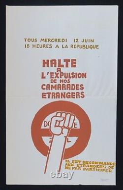 Affiche originale mai 68 HALTE A L'EXPULSION DE NOS CAMARADES poster 1968 045