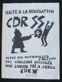 Affiche originale mai 68 HALTE A LA FASCISATION CDR SS poster 1968 495