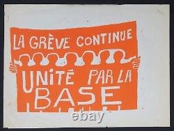 Affiche originale mai 68 LA GREVE CONTINUE political poster may 1968 656