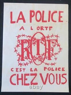 Affiche originale mai 68 LA POLICE A L'ORTF poster 1968 436