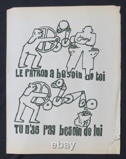 Affiche originale mai 68 LE PATRON A BESOIN DE TOI poster may 1968 662
