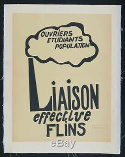 Affiche originale mai 68 LIAISON EFFECTIVE FLINS entoilée lined poster 1968 317