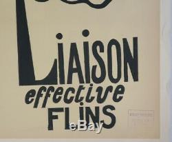 Affiche originale mai 68 LIAISON EFFECTIVE FLINS entoilée lined poster 1968 317