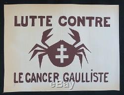 Affiche originale mai 68 LUTTE CONTRE LE CANCER GAULLISTE french poster 1968 142
