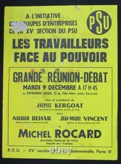 Affiche originale mai 68 MAIN BASSE SUR LA VILLE 29 AVRIL PSU poster 1968 468