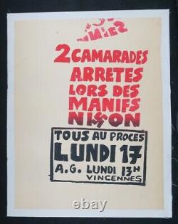 Affiche originale mai 68 NIXON TOUS AU PROCES LUNDI 17 VINCENNES poster 1968 568