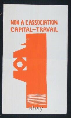 Affiche originale mai 68 NON A L'ASSOCIATION CAPITAL TRAVAIL poster 1968 531