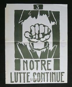 Affiche originale mai 68 NOTRE LUTTE CONTINUE 3 french poster 1968 002