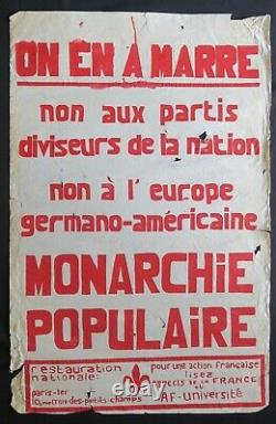 Affiche originale mai 68 ON EN A MARRE MONARCHIE POPULAIRE poster may 605