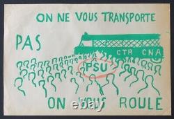 Affiche originale mai 68 ON NE VOUS TRANSPORTE PAS PSU poster 1968 591