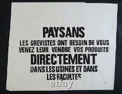 Affiche originale mai 68 PAYSANS LES GREVISTES ONT BESOIN DE VOUS poster 573