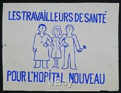 Affiche originale mai 68 POUR UN HÔPITAL NOUVEAU poster 1968 332