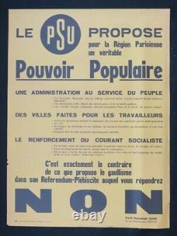 Affiche originale mai 68 PSU POUVOIR POPULAIRE PARIS poster 1968 481