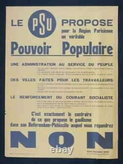 Affiche originale mai 68 PSU POUVOIR POPULAIRE PARIS poster 1968 481