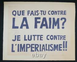 Affiche originale mai 68 QUE FAIS-TU CONTRE LA FAIM entoilée poster 1968 319