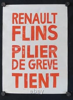 Affiche originale mai 68 RENAULT FLINS PILIER DE GREVE TIENT poster may 1968 021