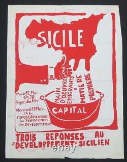 Affiche originale mai 68 SICILE CAPITAL ITALIE poster may 1968 638