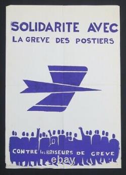 Affiche originale mai 68 SOLIDARITE AVEC LES POSTIERS PTT poster may 1968 621