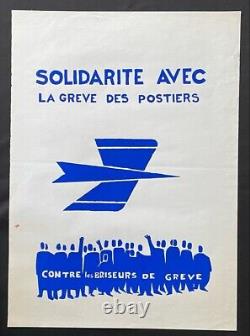 Affiche originale mai 68 SOLIDARITE AVEC LES POSTIERS poster may 1968 696