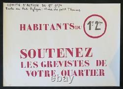 Affiche originale mai 68 SOUTENEZ LES HABITANTS DU 1ER 2EME poster 1968 031