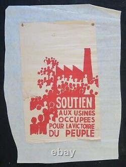 Affiche originale mai 68 SOUTIEN AUX USINES OCCUPEES poster may 1968 450