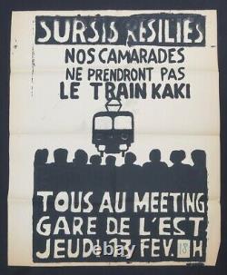 Affiche originale mai 68 SURSIS RESILIES ANTI MILITARISME poster 1968 640